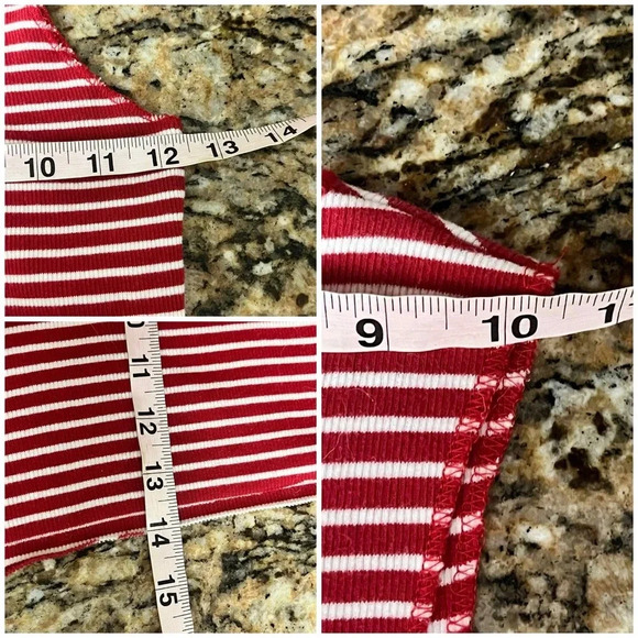 zara trafaluc Red Striped Seamless Crop Top Nautical Preppy Beach Cruise S Boho - Picture 6 of 9